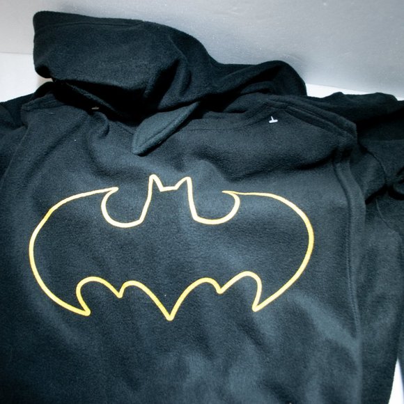 NEW Batman Fleece One Piece PJ Men Medium M Pajama Cape Hoodie Sleep Wear CC11X - Picture 5 of 6